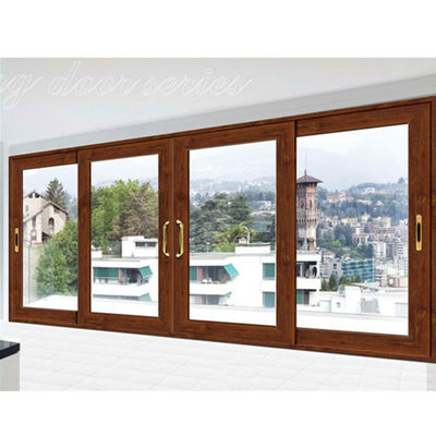 Sistema de portas de madeira de entrada principal de alumínio deslizante com estilo aberto deslizante em verde dourado