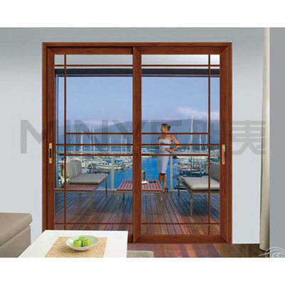Sistema de portas de madeira de entrada principal de alumínio deslizante com estilo aberto deslizante em verde dourado
