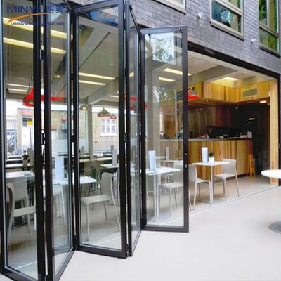 Porta dupla de cristal exterior de liga de alumínio com revestimento em pó e design dobrável