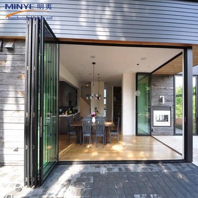 Porta dupla de cristal exterior de liga de alumínio com revestimento em pó e design dobrável