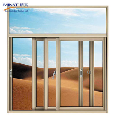 Janela deslizante de vinil de abertura horizontal com barbatana e vidro endurecido