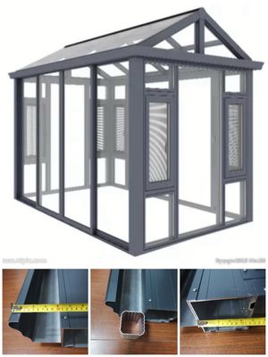 Casa de vidro de telhado triangular de alumínio para salas de tela de design moderno