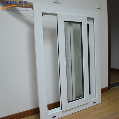 Função à prova de vento Vidro duplo deslizante UPVC Janela vertical com vantagem de economia de energia