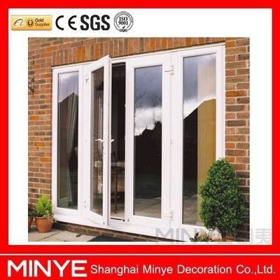 Boa estanqueidade ao ar e à água PVC/UPVC Porta principal de vidro revestido com grelhas