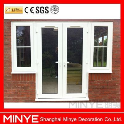 Boa estanqueidade ao ar e à água PVC/UPVC Porta principal de vidro revestido com grelhas