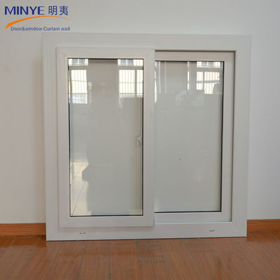 Janela e porta de deslizamento duplo de vidro UPVC PVC com material de rede de tela de fibra de vidro