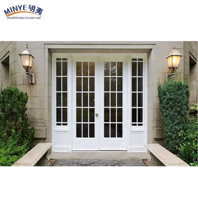 Porta de entrada de vidro duplo em PVC e UPVC de jardim moderno em cor de madeira natural com materiais