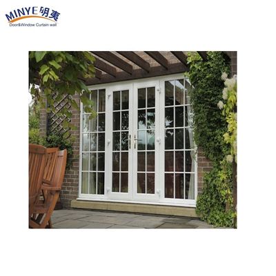 Porta de entrada de vidro duplo em PVC e UPVC de jardim moderno em cor de madeira natural com materiais