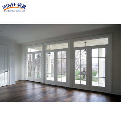 Porta de entrada de vidro duplo em PVC e UPVC de jardim moderno em cor de madeira natural com materiais