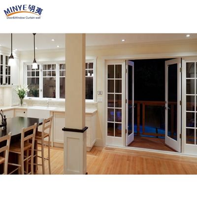 Porta de entrada de vidro duplo em PVC e UPVC de jardim moderno em cor de madeira natural com materiais