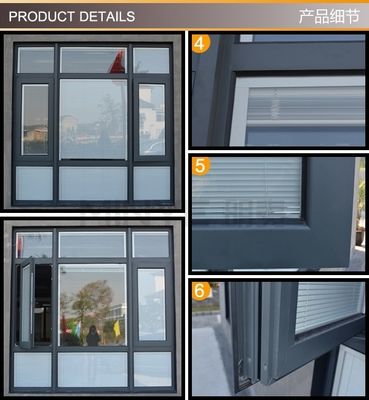 Estilo de Design de Faixa de Borracha EPDM Moderno Alumínio Frame Casement Janela Janela de Imagem