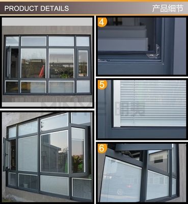 Estilo de Design de Faixa de Borracha EPDM Moderno Alumínio Frame Casement Janela Janela de Imagem
