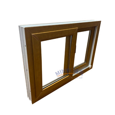 Sala de estar Janela UPVC de cor de madeira com porta de vidro e inovação de deslizamento horizontal