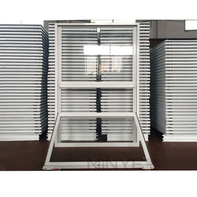 Janela deslizante vertical manual de UPVC com vidro temperado e rede de tela de fibra de vidro