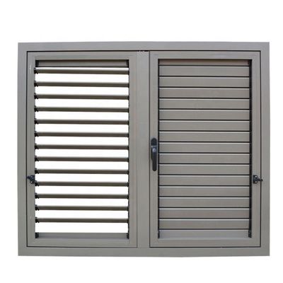 Moderno Design Alumínio Vertical Louver Manuseio Cranking Shutter Janela à prova de furacões