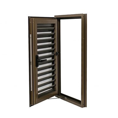 Moderno Design Alumínio Vertical Louver Manuseio Cranking Shutter Janela à prova de furacões
