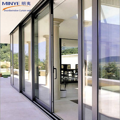 Porta de vidro de alumínio comercial com design de trilho baixo e especificação de vidro de 5 mm a 12 mm