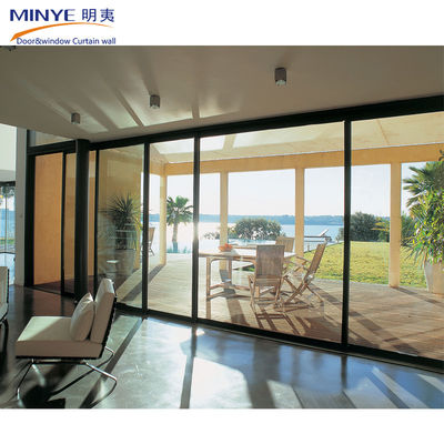 Estilo de design francês Janela de vidro duplo Portas em 4 faixas Porta deslizante Sistema comercial