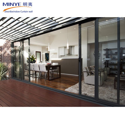 Estilo de design francês Janela de vidro duplo Portas em 4 faixas Porta deslizante Sistema comercial