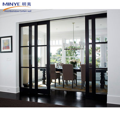Estilo de design francês Janela de vidro duplo Portas em 4 faixas Porta deslizante Sistema comercial