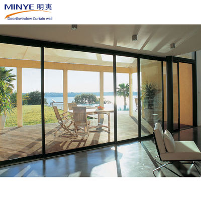 Estilo de design francês Janela de vidro duplo Portas em 4 faixas Porta deslizante Sistema comercial