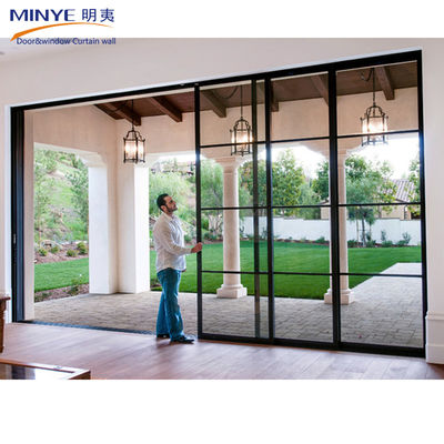 Estilo de design francês Janela de vidro duplo Portas em 4 faixas Porta deslizante Sistema comercial