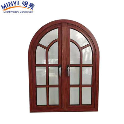 CE Padrão de Alumínio Frame Best Casement Designs Madeira Grão Janela Arcada Meia Redonda