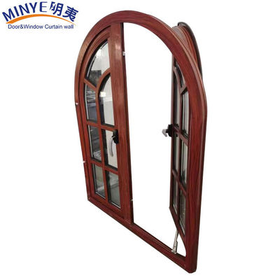 CE Padrão de Alumínio Frame Best Casement Designs Madeira Grão Janela Arcada Meia Redonda