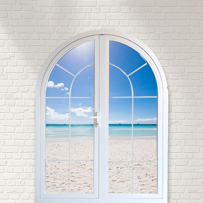 Revestimento de potência Francês Arco superior redondo Patio exterior Casement portas de vidro em qualquer cor
