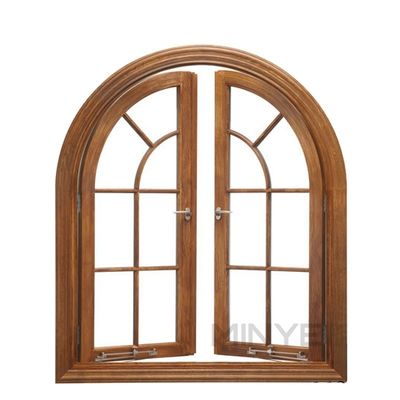 Janela de revestimento com arco semicircular de perfil de alumínio padrão CE com desenho de grãos de madeira