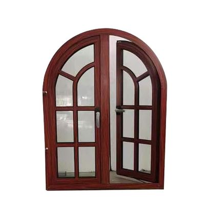 Janela de revestimento com arco semicircular de perfil de alumínio padrão CE com desenho de grãos de madeira