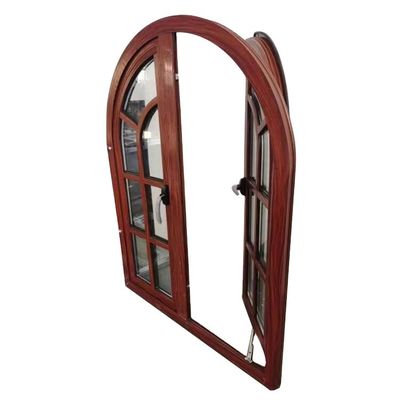 Janela de revestimento com arco semicircular de perfil de alumínio padrão CE com desenho de grãos de madeira
