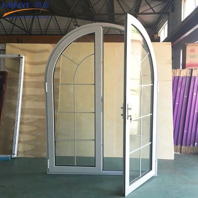 Janela de revestimento com arco semicircular de perfil de alumínio padrão CE com desenho de grãos de madeira