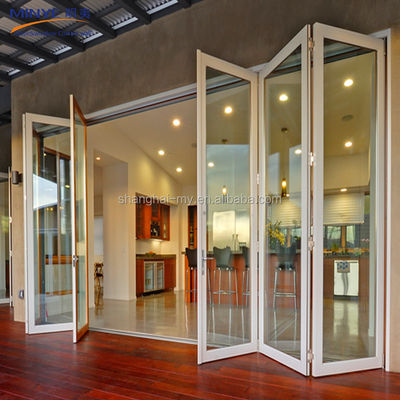 Porta dupla exterior de design moderno com material de alumínio e tela de malha plissada