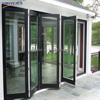 Porta dupla exterior de design moderno com material de alumínio e tela de malha plissada