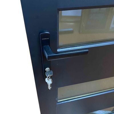 Portas de revestimento de alumínio com vidro visível duplo temperado e revestimento em pó durável
