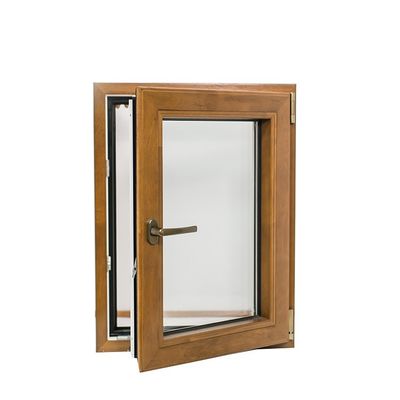 Design de grãos de madeira de ruptura térmica de alumínio de inclinação e janela de volta com vidro duplo temperado