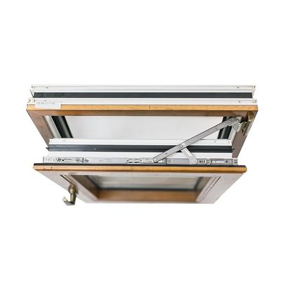 Design de grãos de madeira de ruptura térmica de alumínio de inclinação e janela de volta com vidro duplo temperado