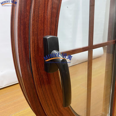 Janela de revestimento redondo de alumínio com cimento de madeira e revestimento anodizado