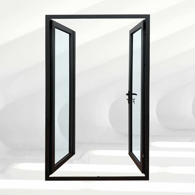 Estilo de design pós-moderno Porta de entrada exterior de vidro duplo endurecido revestido com pó francês