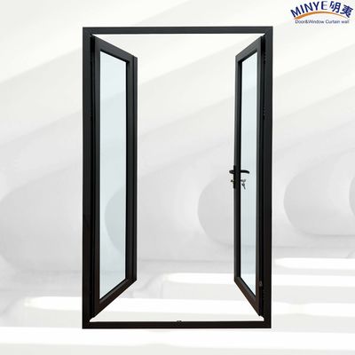 Estilo de design pós-moderno Porta de entrada exterior de vidro duplo endurecido revestido com pó francês
