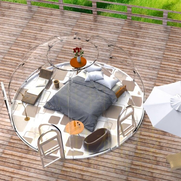 Casa transparente pré-fabricada de cúpula para tenda de bolhas de resort em Xangai 6M * H3.25M Tamanho