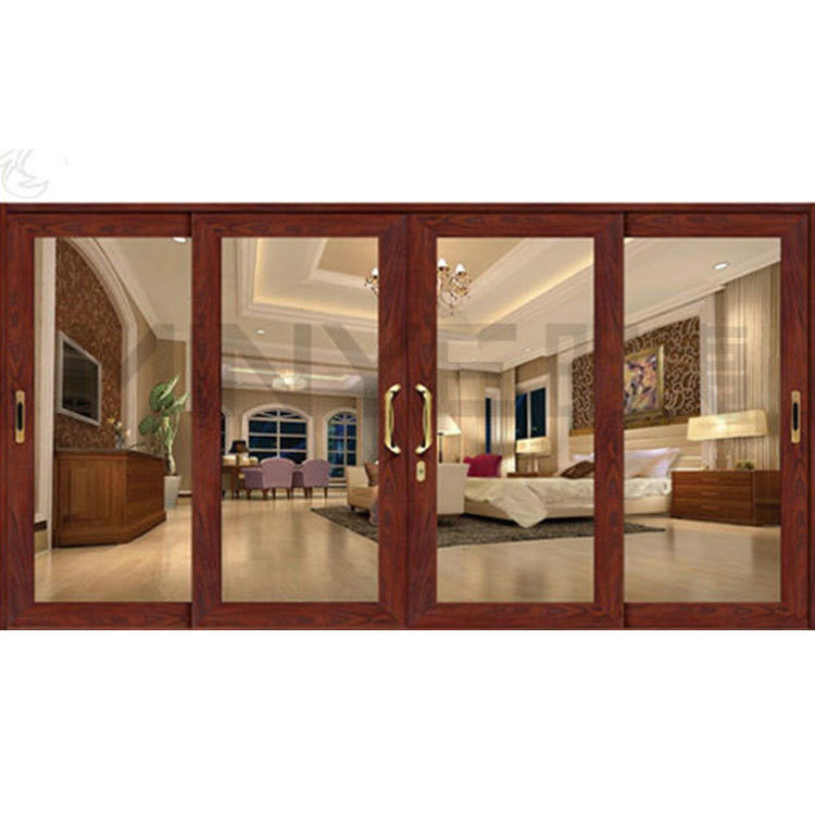 Sistema de portas de madeira de entrada principal de alumínio deslizante com estilo aberto deslizante em verde dourado