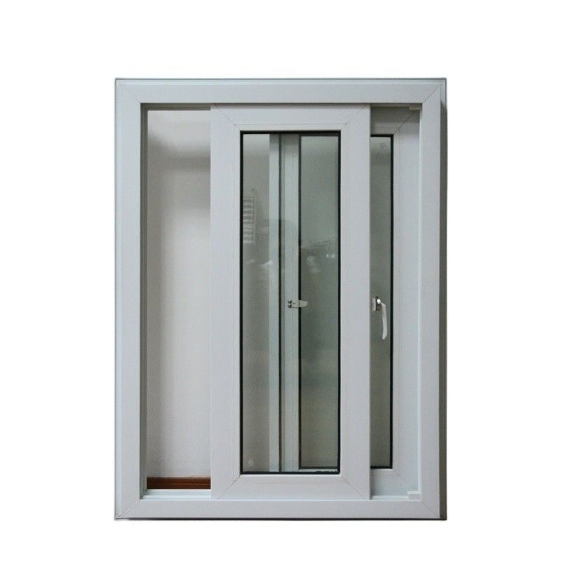 Função à prova de vento Vidro duplo deslizante UPVC Janela vertical com vantagem de economia de energia
