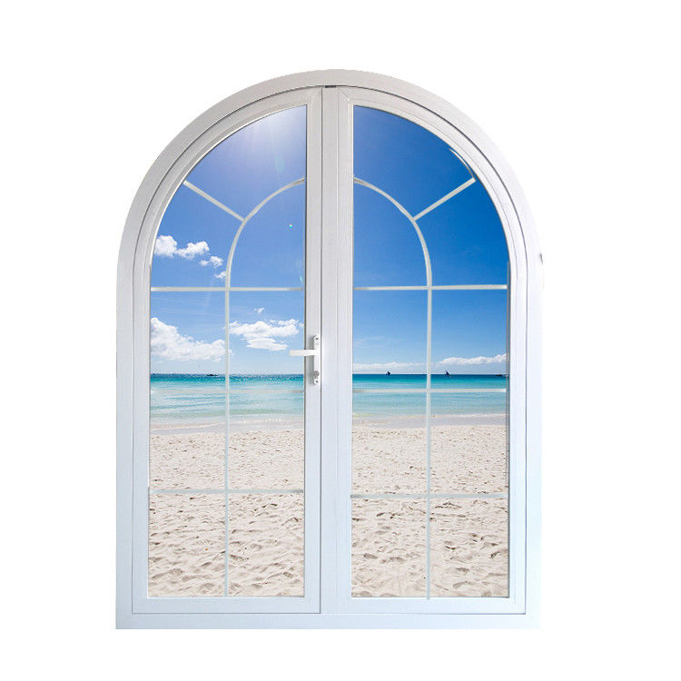Revestimento de potência Francês Arco superior redondo Patio exterior Casement portas de vidro em qualquer cor
