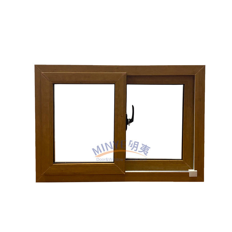 Sala de estar Janela UPVC de cor de madeira com porta de vidro e inovação de deslizamento horizontal
