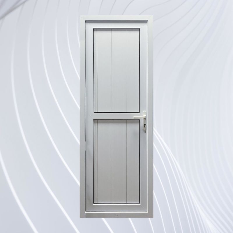 Portas principais de PVC resistentes ao vento de estilo francês UPVC Porta vertical com dobradiça com porta de encosto de PVC