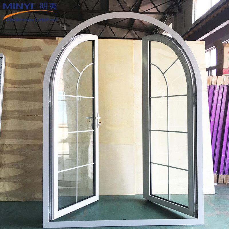 2 mm espessura do perfil portas francesas arqueadas com painéis laterais ou porta de mão da Alemanha