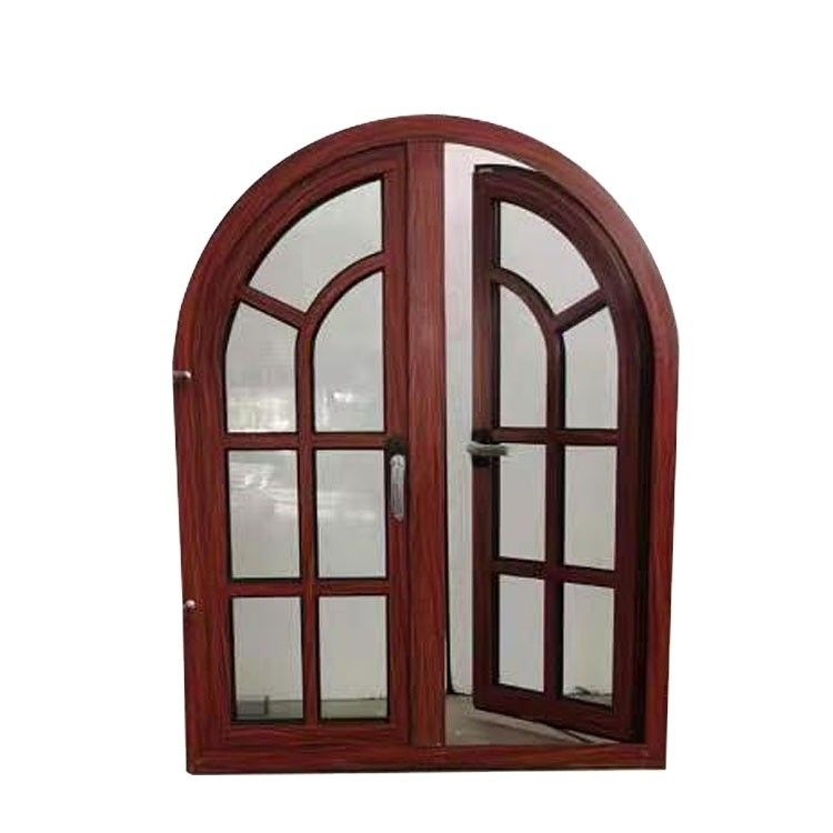 CE Padrão de Alumínio Frame Best Casement Designs Madeira Grão Janela Arcada Meia Redonda
