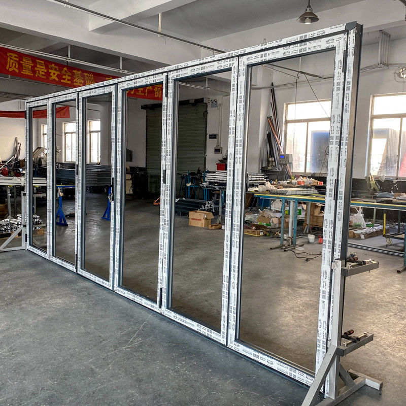 Hardware Soundproof Interior Bi-plegável Duplo vidro de alumínio vidro térmico ruptura Bifold Patio portas dobráveis